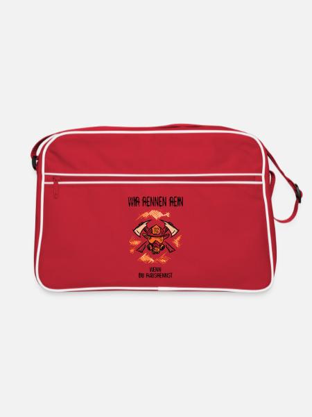 Feuerwehrmann. Feuerwehrfrau Lustige Geschenkidee - Retro Tasche - Rot/Weiß - Vorne