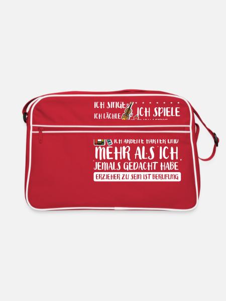Erzieher ist ein Berufung - Retro Tasche - Rot/Weiß - Vorne
