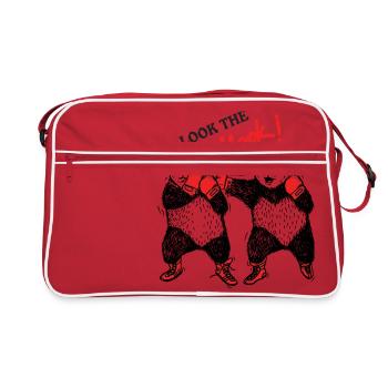 Boxing pandas hand out - Retro Bag - red/white - Front
