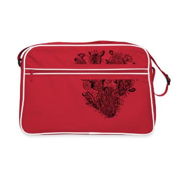 Kaktus mit Blumen-Kaktus Liebhaber Geschenkidee - Retro Tasche - Rot/Weiß - Vorne