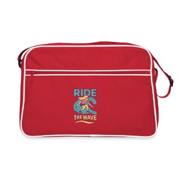 Surfen & Scrollen Thema T-Shirt - Retro Tasche - Rot/Weiß - Vorne