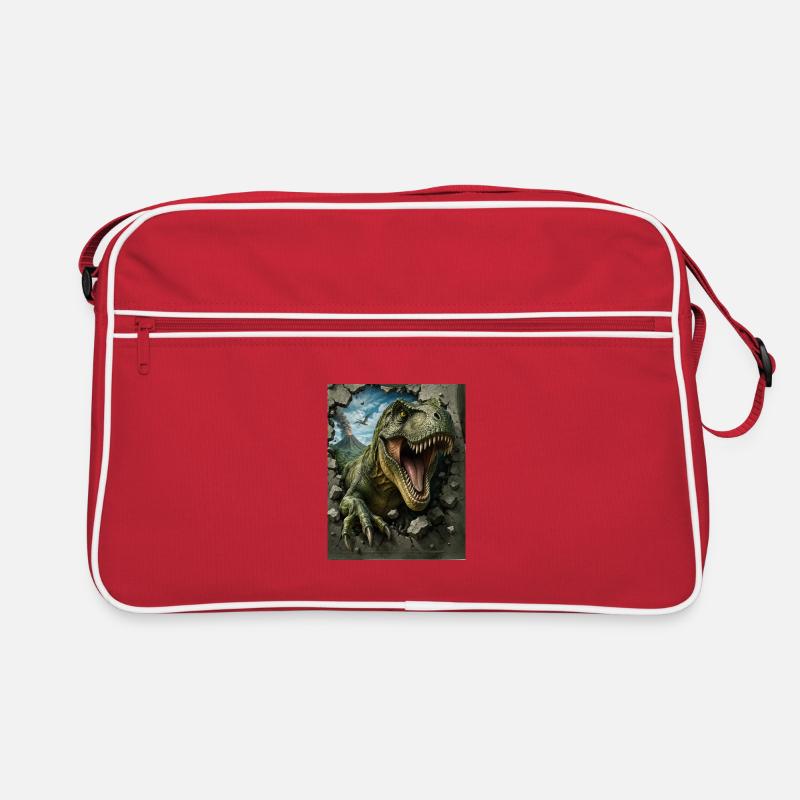 T-Rex eruption from rock face Retro Bag