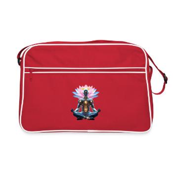 Zen Cyborg and Glowing Lotus - Retro Bag - red/white - Front
