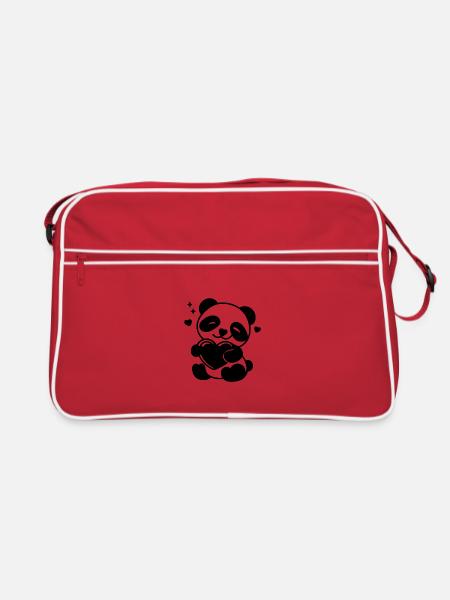 Soft Heart Panda - Retro Tasche - Rot/Weiß - Vorne