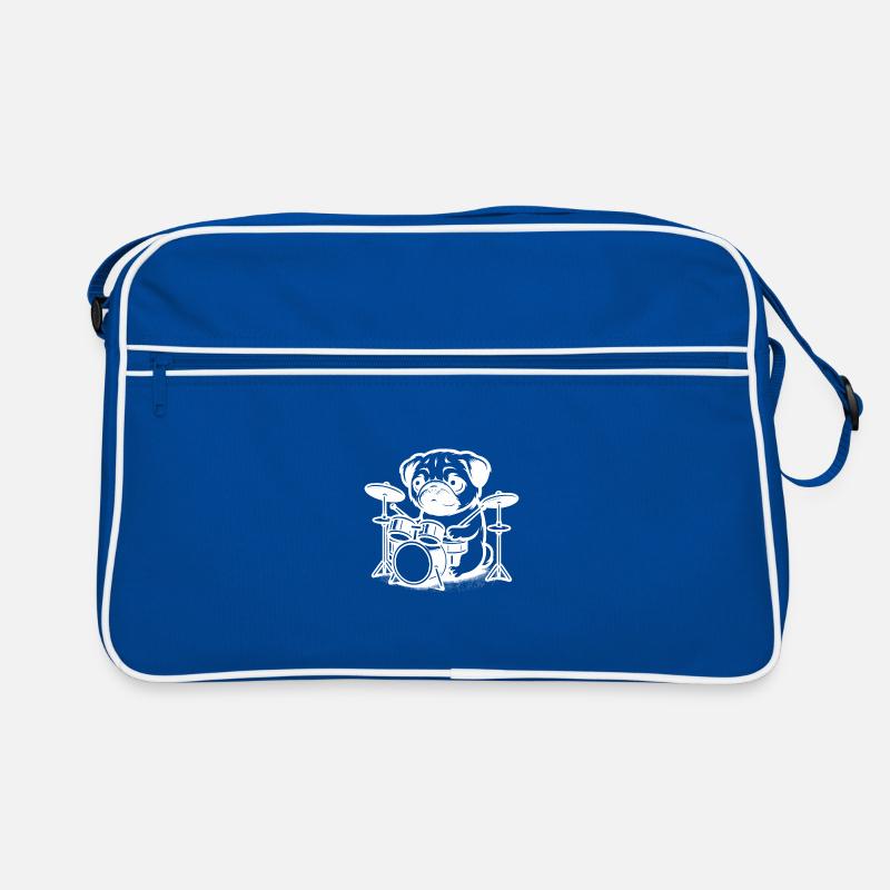 Cute Pug Playing Drums Design Retro Bag