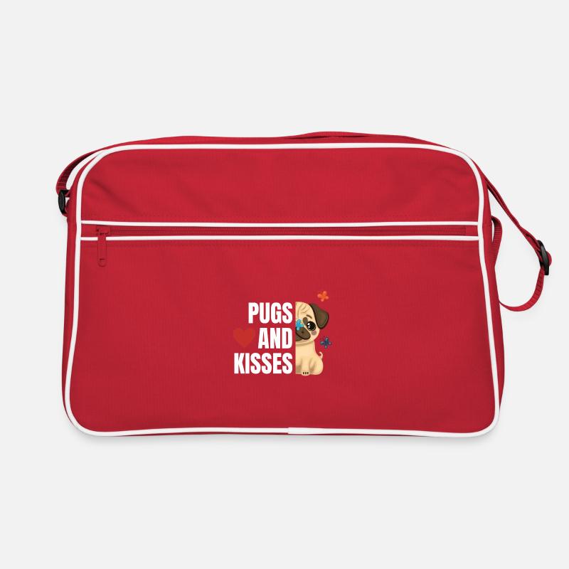 Cute Pug Pugs & Kisses Design Retro Bag