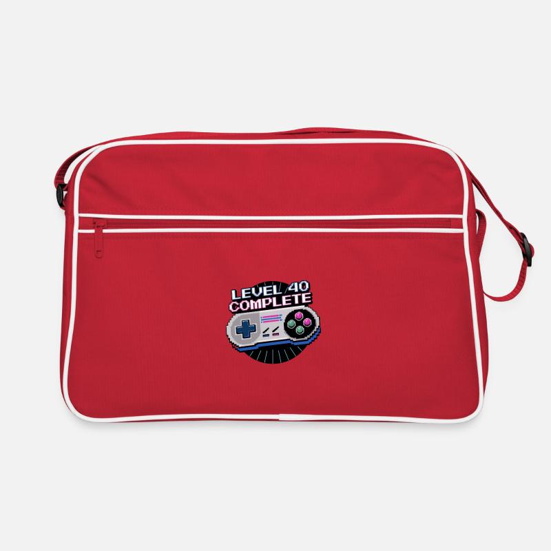 Level 40 Complete 40. Geburtstag Männer Retro - Retro Tasche - Rot/Weiß