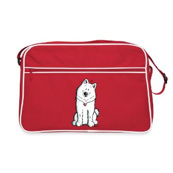 Samoyède avec coeur - Sac Retro - rouge/blanc - Devant