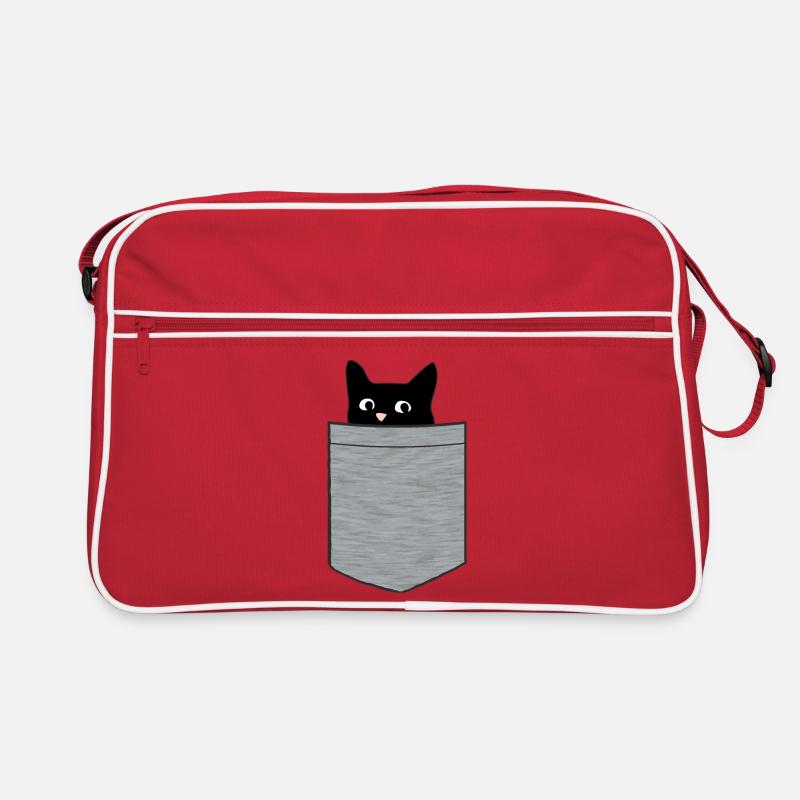 Chaton noir dans la poche poitrine Sac Retro