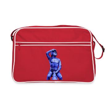 Bruckmandl Regensburg. Das Regensburger Bruckmandl - Retro Tasche - Rot/Weiß - Vorne