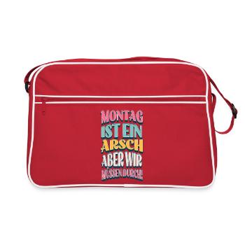 Monday Perseverance with humor - Retro Bag - red/white - Front