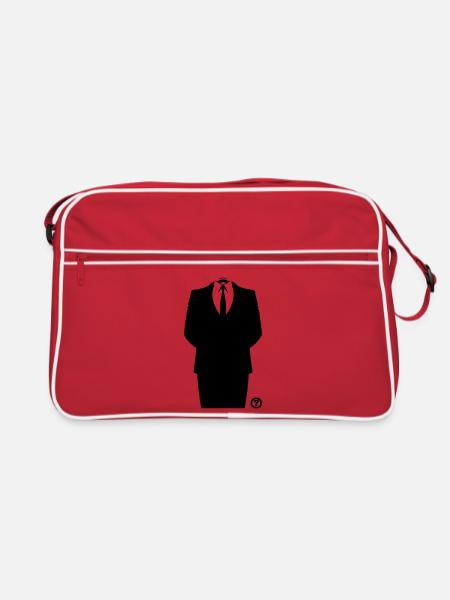 Anon Suit Hacker Mask Shirt - Retro Bag - red/white - Front