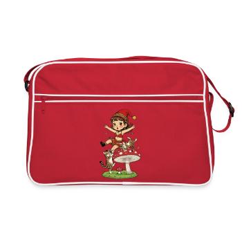 La fille lutin tombe à cause du champignon - Sac Retro - rouge/blanc - Devant