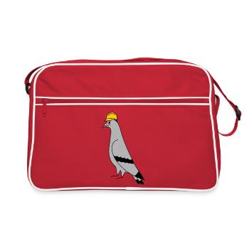 Pigeon Construction Helmet – Minimal Illustration - Retro Bag - red/white - Front