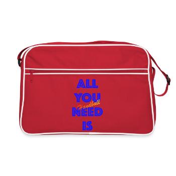 All You Need Is Handball (Blau) - Retro Tasche - Rot/Weiß - Vorne