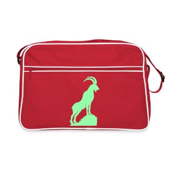 Goat Silhouette on Rock Mint - Retro Bag - red/white - Front