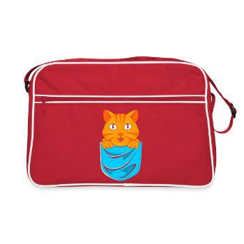 tabby cat - Retro Bag - red/white - Front