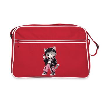 Chat streetwear rose et noir - Sac Retro - rouge/blanc - Devant