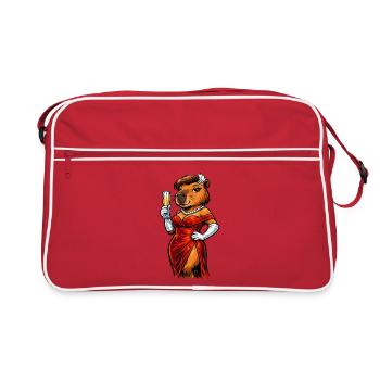 Dame élégante du capybara avec du vin pétillant - Sac Retro - rouge/blanc - Devant