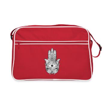 main de Fatima décorée de façon artistique avec oeil - Sac Retro - rouge/blanc - Devant