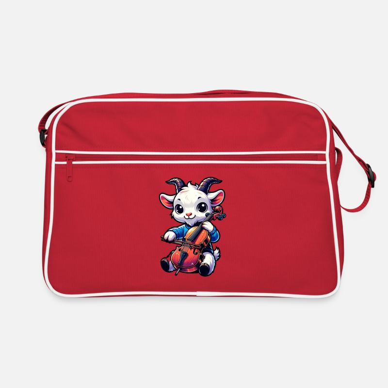 Chèvre mignonne jouant de la musique de ferme de violoncelle Sac Retro
