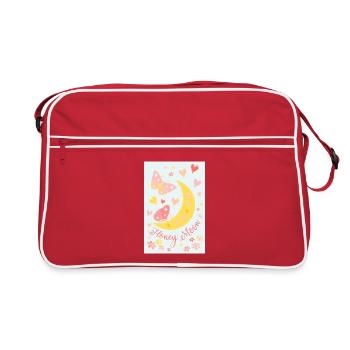Honeymoon Mond Blüten Schmetterlinge Poster blau - Retro Tasche - Rot/Weiß - Vorne
