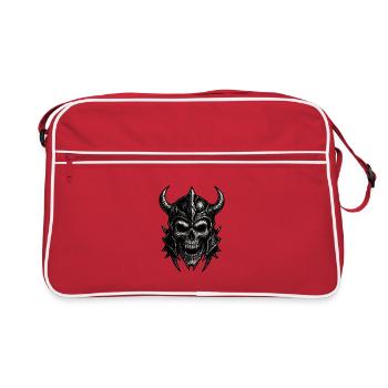Crâne détaillé avec casque de guerrier - Sac Retro - rouge/blanc - Devant
