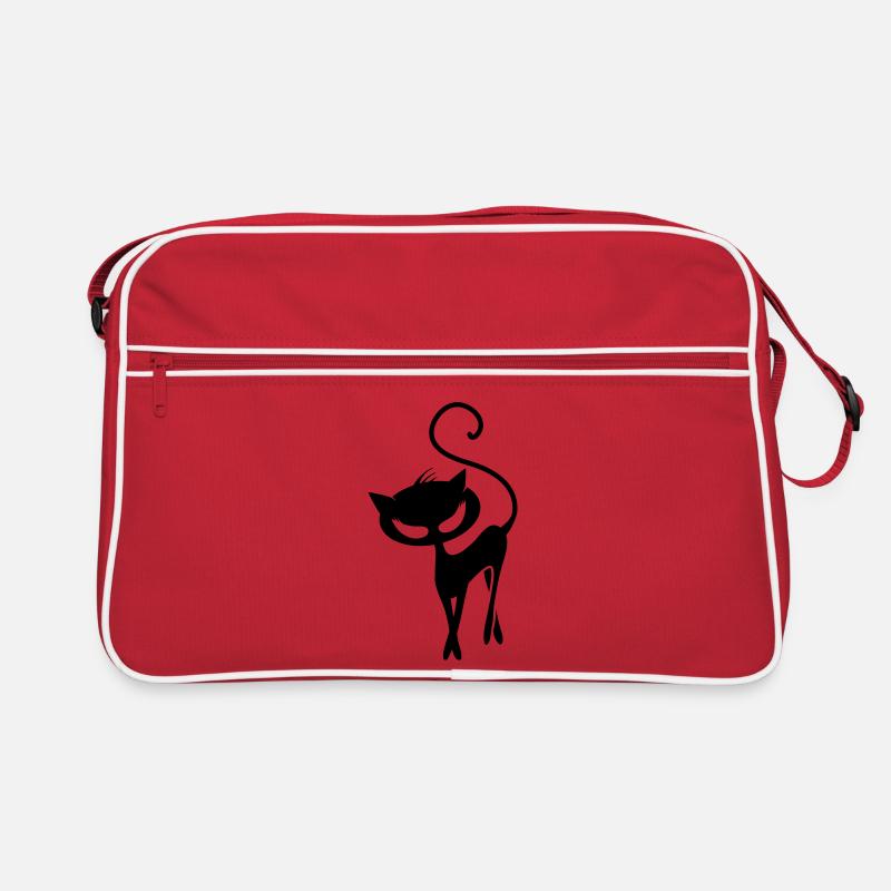 schwarze Katze Retro Tasche