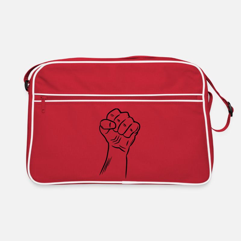 Poing / Poing levé / Révolution / Défi - Sac Retro - rouge/blanc