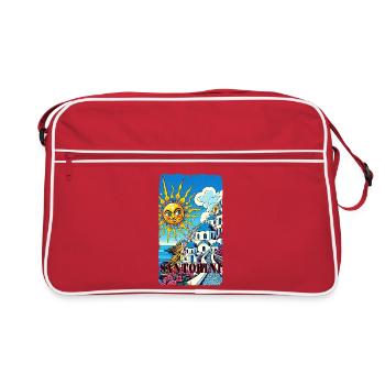 Vacances à Santorin, Grèce, Volcan Akrotiri - Sac Retro - rouge/blanc - Devant