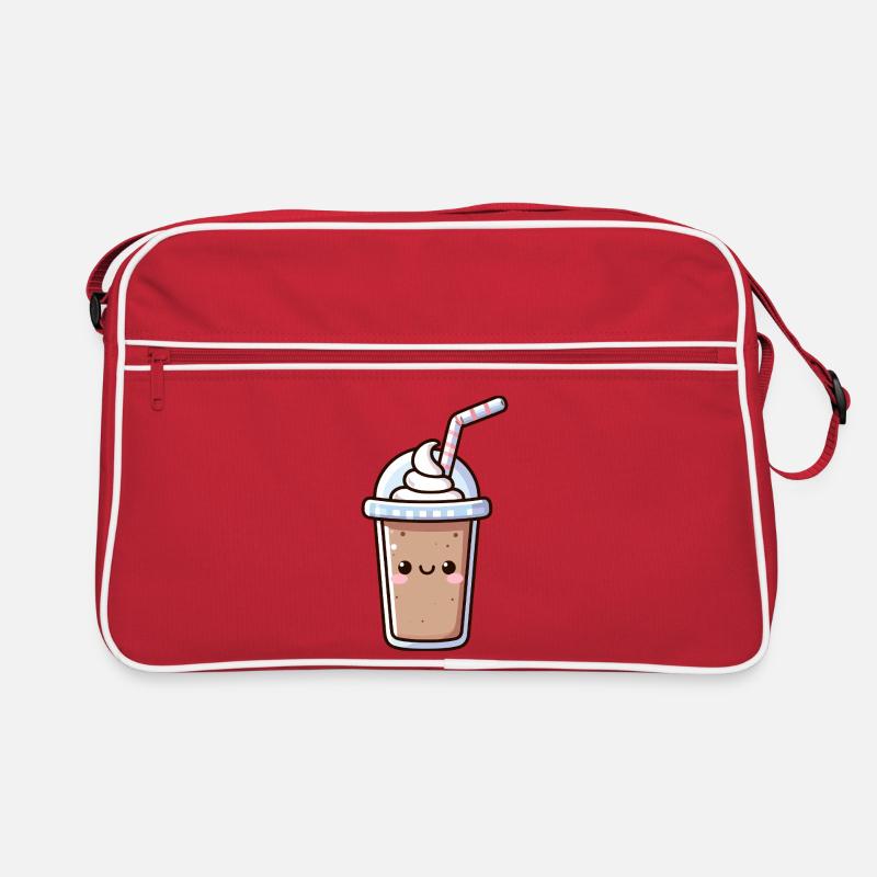 Illustration mignonne de milkshake - Sac Retro - rouge/blanc