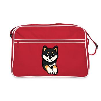 Chien Shiba Inu Mignon et Drôle - Sac Retro - rouge/blanc - Devant
