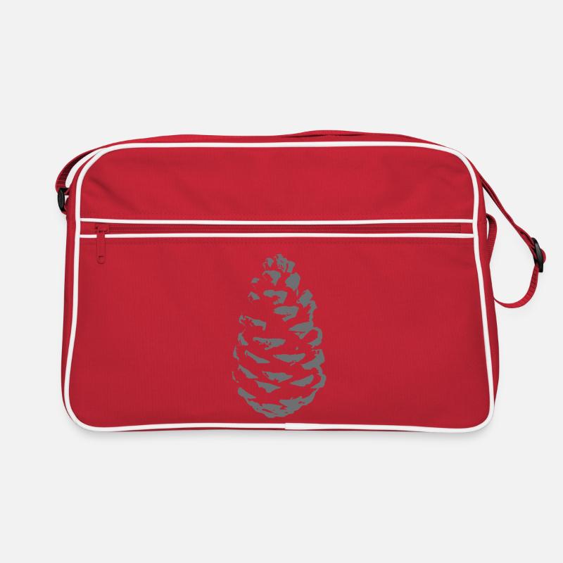 Silhouette de cône d’épicéa dans les tons gris Sac Retro