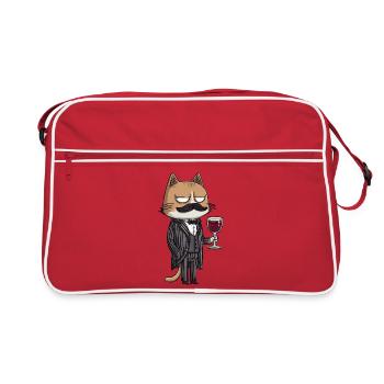 Chat de la Mafia avec du vin | Illustration humoristique - Sac Retro - rouge/blanc - Devant