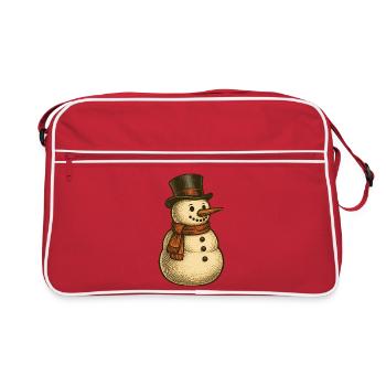 Schneemann - Frohe Weihnachten - Retro Tasche - Rot/Weiß - Vorne