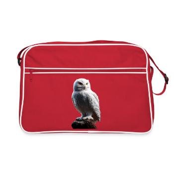 Snowy Owl White Owl Owl Owl Owl Snow Owl - Retro Bag - red/white - Front