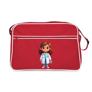 Petit Docteur avec stéthoscope et blouse – Médecine - Sac Retro - rouge/blanc - Devant