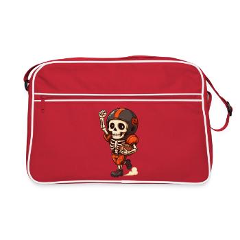Lustiges Skelett spielt Football-Halloween-Spieler - Retro Tasche - Rot/Weiß - Vorne