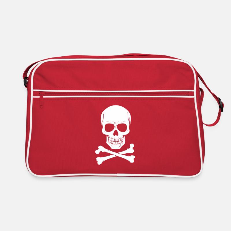 white skull crossed bones - Retro Bag - red/white