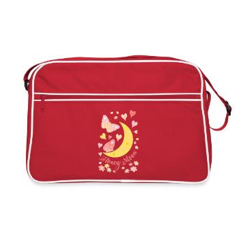 Honeymoon with Moon Heart Flowers and Butterflies - Retro Bag - red/white - Front