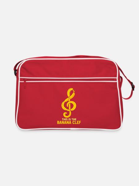 Bananen Musik Notenschlüssel - Retro Tasche - Rot/Weiß - Vorne