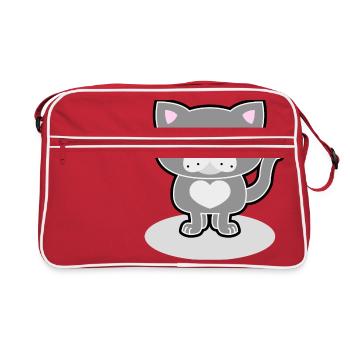 Cute cat - Retro Bag - red/white - Front