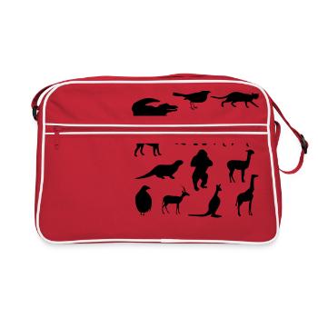 Wilde Tiere - Retro Tasche - Rot/Weiß - Vorne