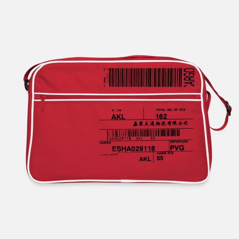 Barcode - Retro Tasche - Rot/Weiß