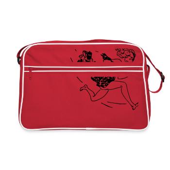 neanderthal cave man caveman steinzeit6 - Retro Bag - red/white - Front