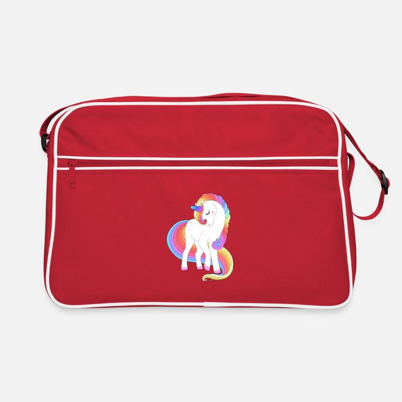 Verzaubertes Regenbogenmähnen-Einhorn Retro Tasche