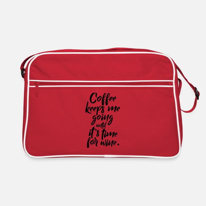 Coffee keeps me going until it's time for wine Retro Tasche