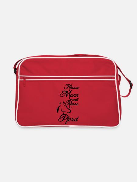 Klasse Mann - Rassepferd Geschenk - Retro Tasche - Rot/Weiß - Vorne