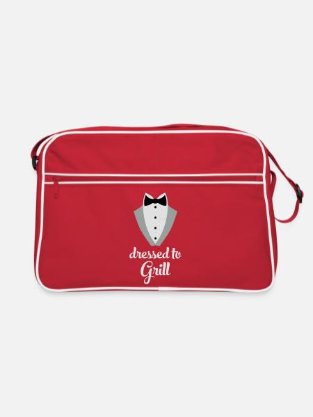 Lustiges T-Shirt zum Grillen für Männer - Retro Tasche - Rot/Weiß