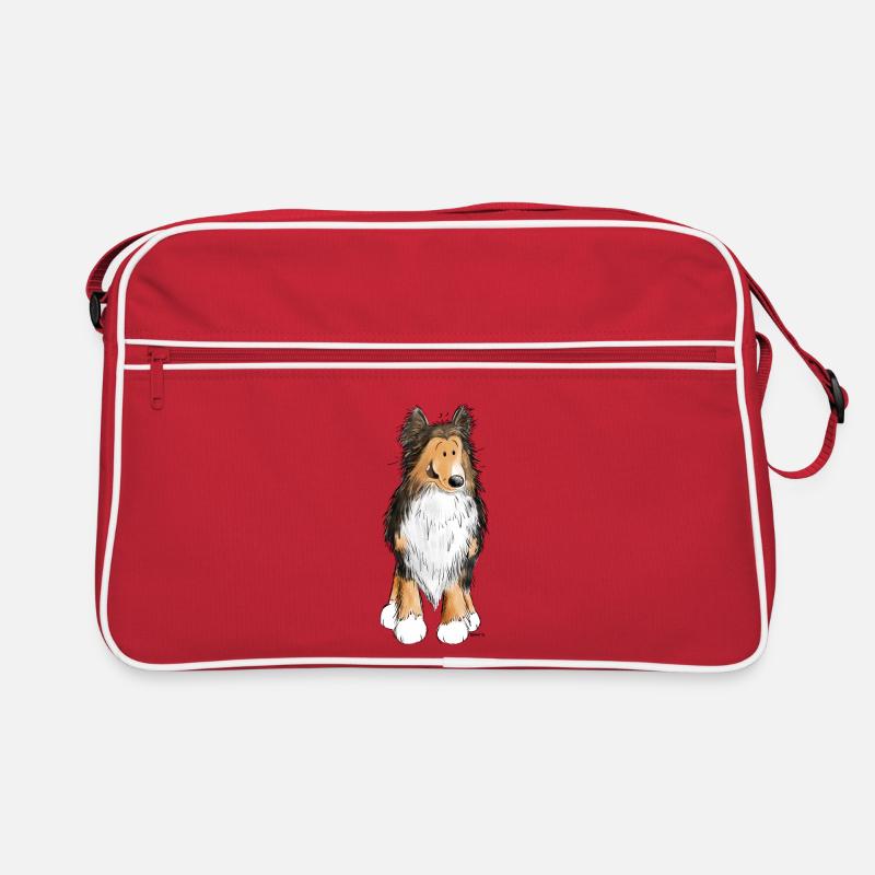 Kleiner Sheltie I Shelties I Hunde Comic - Retro Tasche - Rot/Weiß
